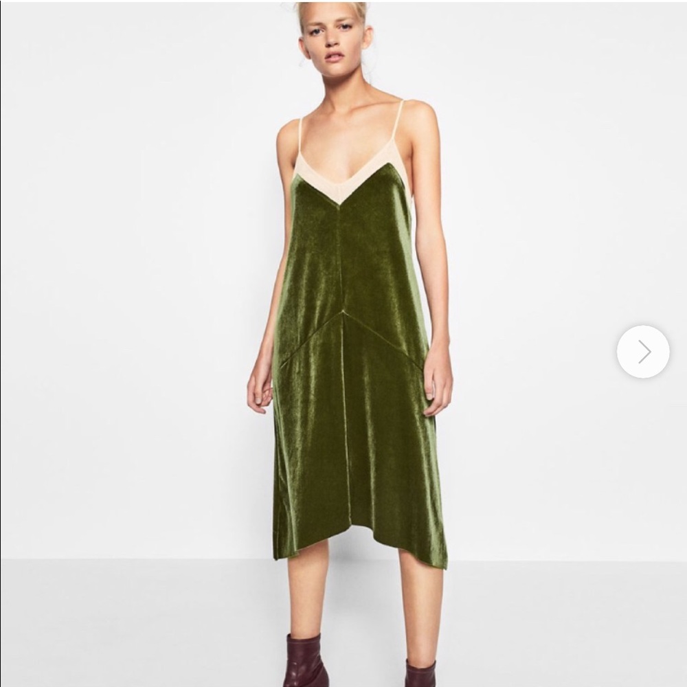 Zara velvet and mesh slip dress